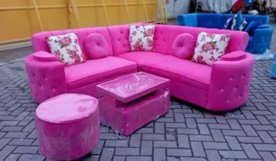 Sofa L Sudut Minimalis + puff Bahan Midili