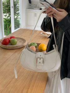 Shoulder Bag Crossbody Bags for Women Metallic Accent Belted Leather Fashion Half Moon Shoulder Bags