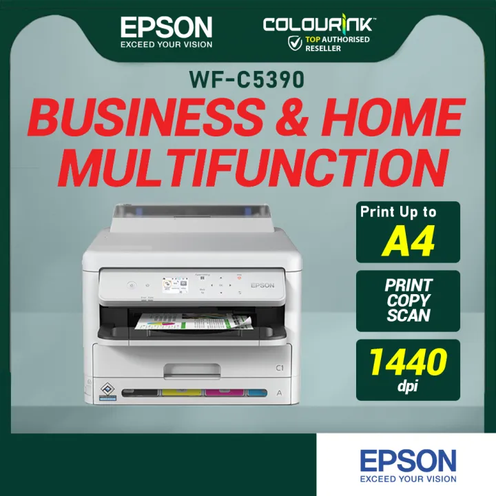Epson WorkForce Pro WF-C5390 A4 Colour Inkjet Printer Wifi Duplex Print Pigment Ink up to 256gsm similar L3250 C5290 C5390 GX7070 officejet pro 8020