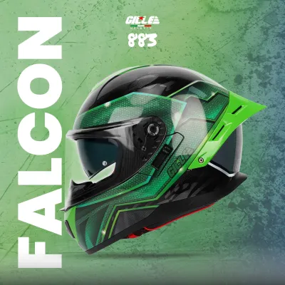 GILLE 883 FALCON DC Series GREEN LANTERN Dual Visor Full Face Motorcycle Helmet