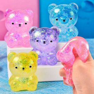 ZEEMIN Fidget Bear Toy Squid Sparkling Soft Candy Bear Needoh Cute Animal Anti Stress Soft Resting Squeezing Toy Pinching