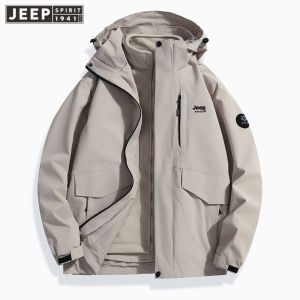 Jeep Spirit Mens Three-in-one Jacket Stone Fleece Thermal Liner Two-piece Waterproof Couple Leisure Outdoor