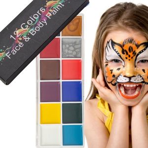 HUNIU Festivals 12 Colors Tattoo Painting Palette Clown Beauty Face Body Oil Paints Pigment Body Art Painting Halloween Makeup Tool