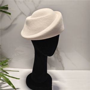 RUANGE Hepburn Style Wool Pillbox Hat Fedoras Elegant Fedora Hat Uniform Stewardess Hat Dome Woolen Top Hat Lady