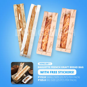 [25 PCS] Baguette French Kraft Bread Bag with Window