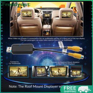 COD [Free Shipping] USB To CVBS Video Output Adapter 2 CVBS Output Video Output Cable DC 5V USB for Android Multimedia Player Car Radio Accessories