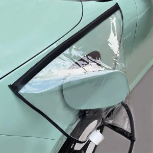 HLINKEY 2PCS EV Charger Port Cover Waterproof Mag-netic Transparent Protector Outdoor Rainproof PVC Car Accessories for Electric Vehicle Charging Cable