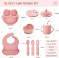 Baby Weaning Set, Silicone Baby Feeding Set(10 Pcs), Toddler Weaning Set with Adjustable Bib, Suction Bowl, Plate, Fork, Spoon, Water & Snack Cup Kit, Baby Led Weaning Kit for Babies and Kids. 