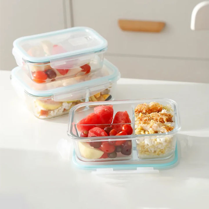 Itaco Rectangle Microwave Safe Glass Container Glass Food Storage Glass Lunch Box Airtight