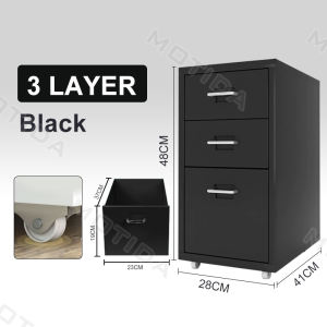 5-Drawer Metal Filing Cabinets | with Casters and Lock | for Home Office and School | 41x28x69cm Motida