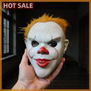 🔥🔥🔥dingdaocunz 1Pcs Cosplay Horror Demon Clown Killers Latex Helmet Yellow Haired Creepy Pennywise Joker Mask Halloween Party Costume Props