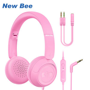 New Bee KH18 Tai nghe trẻ em có Mic Tai nghe có dây cho trẻ em Trẻ em Cô gái Chàng trai Thanh thiếu niên Có thể gập lại Điều chỉnh 35mm Jack