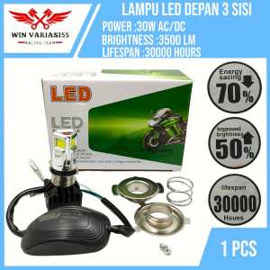 lampu depan led 6 sisi M2OE ac dc nyala putih plus kipas universal
