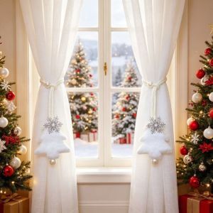 DIVATEN 2Pcs Christmas Tree Design Curtain Tie Backs Convenient Snowflake Design Curtain Buckle Festive Curtain Holders Festive Home Decoration