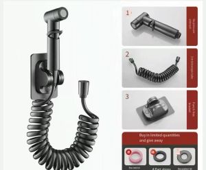 Ready Stock Black Stainless Steel Bidet Sprayer Set Sanitary flusher Elegant gun grey