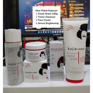 ( Baru Paket Kojisan ) Paket Kojie san 4in1 / Facial Wash 100g / Toner+Cleanser 100ml / Face Lightening Cream 30gr / / Serum Kojiesan 25ml Original 100% BPOM