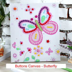 IsALifestyle Button Art Frame Canvas 25cmx30cm Kid Children DIY Buttons Hand Craft Kit Kraf Tangan Kreativiti Kanak