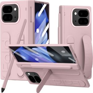for Google Pixel 10 Pro Fold Case with Screen Protector & Finger Strap & Kickstand & Stylus & Pencil HolderFull Hinge Protection Handle Band Shockproof Phone Case for Google Pixel 9 Pro Fold Case