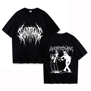 [Local Stock] HBESTY  New Ghostemane Double Sided Print T-shirt Men Women Fashion Hip Hop Metal Gothic Rock T Shirt Oversized Loose Streetwear Top