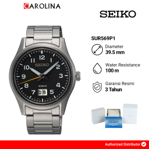 Jam Tangan Pria Seiko Classic SUR569P1 Black Dial Silver Stainless Steel Band