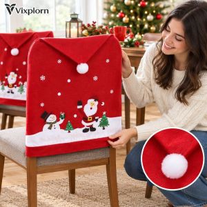 1/4 Pcs Red Christmas Chair Covers Santa Hat Chair Back Covers Xmas Home Dinner Decor Festive Chair Protectors