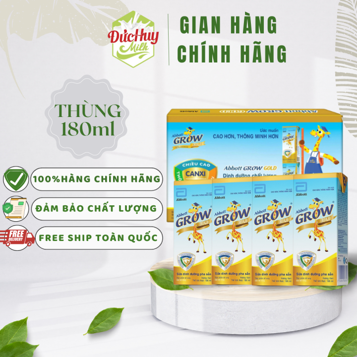 Thùng 48 hộp Sữa bột pha sẵn Abbott Grow nước 180ml/110ml