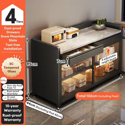 YOYO Kitchen Organizer Cabinet Storage Rack Multifunctional Kitchen Work Cabinet Island Table Space Saver Storage Cabinet for Home Kitchen Use