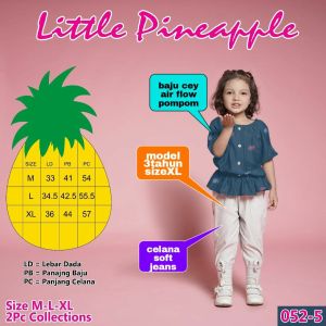 little pineapple setelan blouse Jeans bohemian Kelly anak 2-4Y