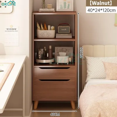 [OKLIFE. SG]Wooden Tall Bookcase with 2 Drawers Freestanding Open Shelving Unit for Home Office Bedroom
