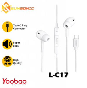 Yoobao L-C17 Type-C Connector 3D Stereo Surround Sound Button Control High Quality with Microphone Wired Earphone