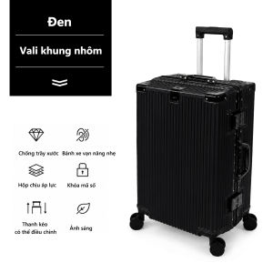 VALI kéo du lịch khung nhôm cao cấp có bo góc kim loại chống va đập bể vỡ Vali du lịch size 20-24-28 inch LK026