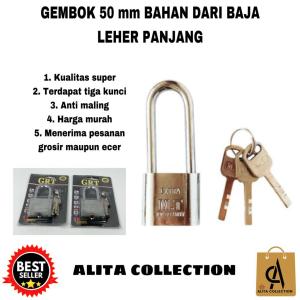 GEMBOK BAJA 50MM LEHER PANJANG BAHAN BESI TEBAL KUAT HARGA MURAH BERKUALITAS PROMO