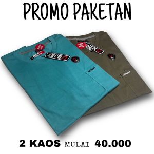 Paket isi 2 pcs Baju Kaos Pocket - Saku - Kantong Polos Pria & Wanita Semi-katun 24s Premium COD