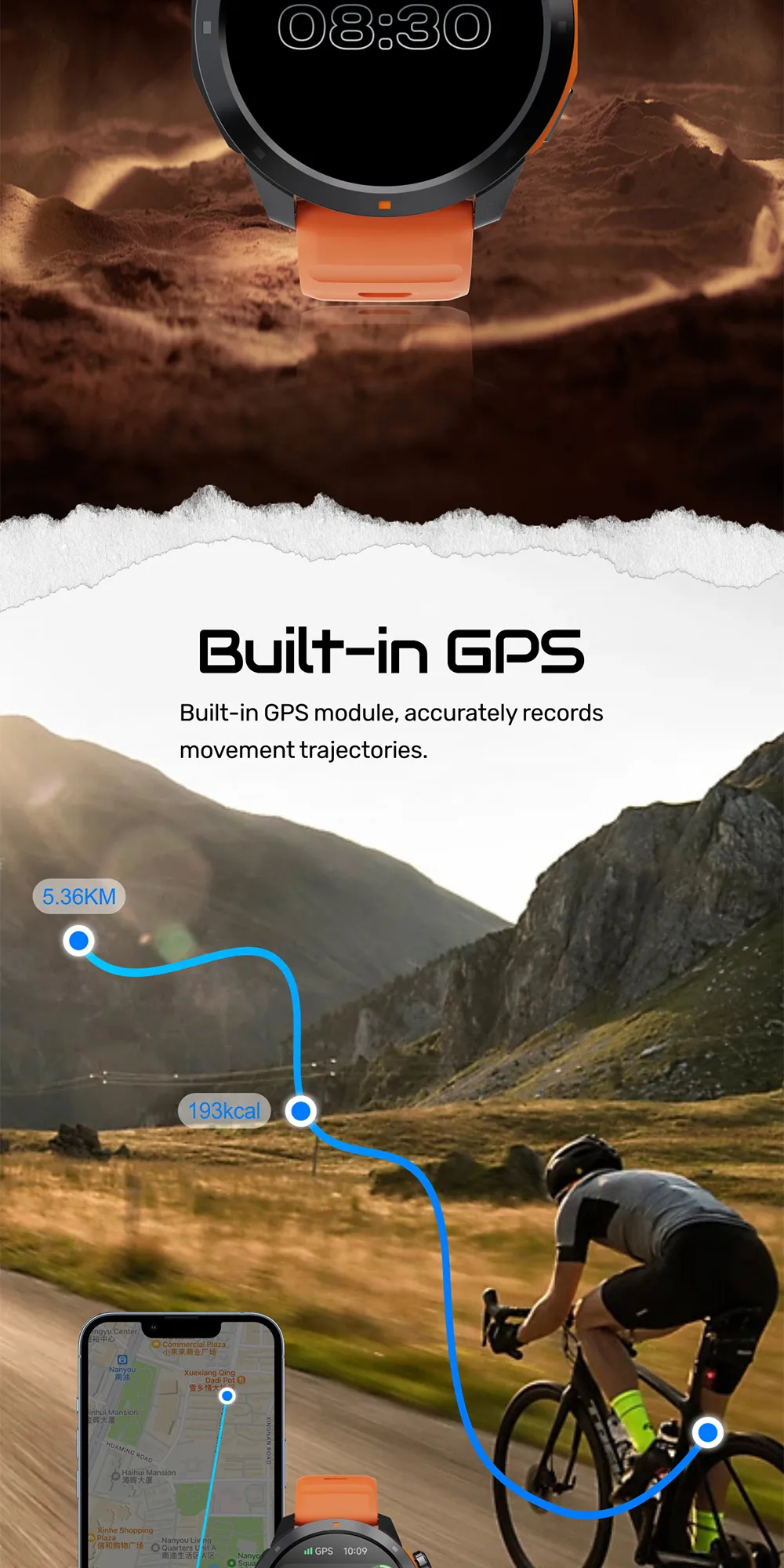Aolon Navi R3 GPS สมาร์ทวอทช์ 1.43 นิ้ว นาฬิกาวิ่ง Amoled นาฬิกา โทรผ่านบลูทูธ 370mAh 7-10 วัน IP68 กันน้ํา ภาษาไทย
