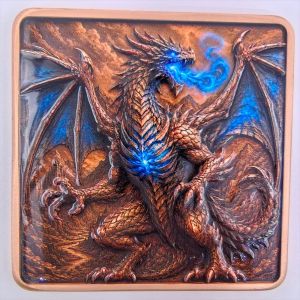【discount store】5oz .999Copper Square Bar Dragon Eye Relief Coin Fantasy Dragon Metal Medallion Collection Decorative Copper Token Souvenir Gift
