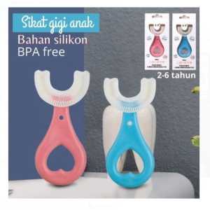 Sikat Gigi Anak Balita Bentuk U Bahan Silikon BPA Free