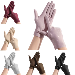 Classical Full-finger Solid Color Cycling Gloves Women Breathable Glove Summer Cool Full Finger Birthday Gift for Girl
