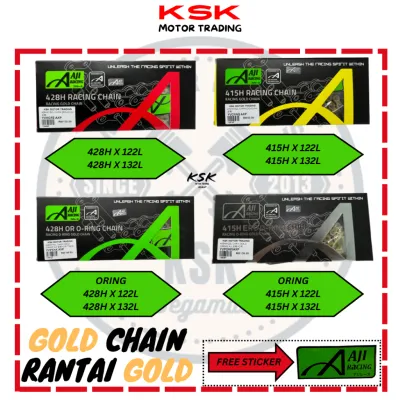 💯 AJI RACING ORIGINAL RANTAI MOTOR HEAVY DUTY GOLD ERO ORING SPROCKET CHAIN 415H 415 428 X 122L 132L 122 132 MINYAK LUBE