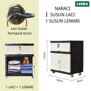 LEORA Lemari Pakaian Plastik NARACI Lemari laci Lemari Plastik Susun Lemari Plastik Dengan Kunci