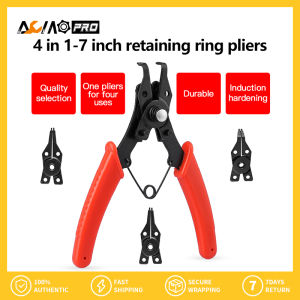 AumoPro 4 In 1 Snap Ring Pliers Set Circlip Pliers Retaining Ring Pliers Internal External Ring Remover Strong And Durable Open Ring Pliers Locking Pliers