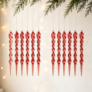 ASHANTIE 12Pcs Shatterproof Christmas Tree Icicle Ornaments Transparent Acrylic Xmas Icicle Pendants Creative Simulated Icicle Colored Spiral Icicle Set Holiday Xmas Tree