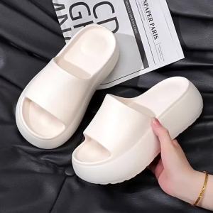 Lightweight And Comfortable Solid Color High-Heeled Platform WomenS Sandals Fashionable New Style Non-Slip Outdoor Summer WomenS Slippers