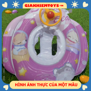 (Loại Tốt) Phao Bơi Chống Lật Xỏ Chân Phi Thuyền Có Bánh Lái Và Còi (Hồng và Xanh)