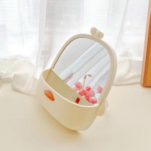 Gương nhỏ để bàn cute kính để bàn trang điểm xinh xắn có khay đựng đồ Vịt vàng - Alice Store