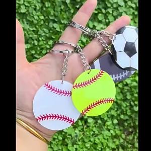 [COD]  Creative keychain acrylic football baseball basketball rugby keychain volleyball sports gift