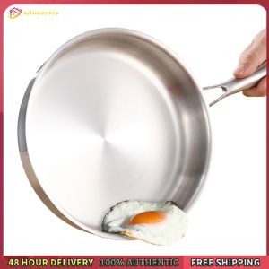 Winnereco 316 Stainless Steel Frying Pan Non-Stick Household Uncoated Cookware for Omelette Pancake Steak