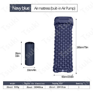 Outdoor Camping mat Inflating Bed with Pillow Single/Double Lightweight Picnic Camping Folding Sleeping Mat Auto Air Pad Built-in Pump Moistureproof