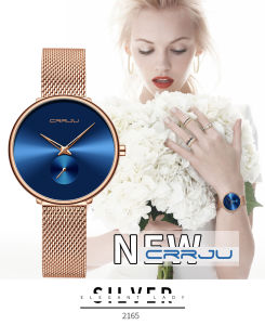 CRRJU Fashion Jam Tangan Wanita Korea Style Kuarsa Jaring Tahan Air Jam Tangan Sederhana Elegan Jam Kasual (2165)