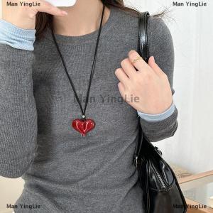 [COD] Man YingLie Simple Versatile Red Heart Bowknot Necklace For Women Girls Fashion Big Heart Pendant Necklaces Jewelry Accessories Gifts