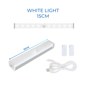 Magnetic Rechargeable Motion Sensor LED Light Bar - Wireless Lamp for Cupboard Cabinet Home Lighting No Drill 10cm-80cm